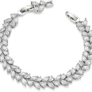 Bridal Wedding Bracelet Cubic Zirconia Silver Classic Tennis Jewelry Gift